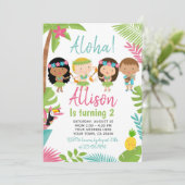 Luau Hawaiian Birthday Einladung (Stehend Vorderseite)