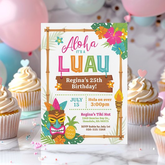 Luau Hawaiian Birthday Einladung