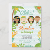 Luau Hawaiian Birthday Einladung (Vorderseite)