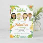 Luau Hawaiian Birthday Einladung (Stehend Vorderseite)