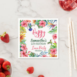 Luau Hawaiian Birthday Party - Tropischer Hibiskus Serviette