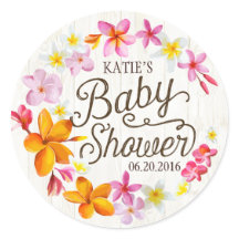 Luau Hawaiian Lei Rustic Baby Showlabel