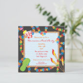 Luau Hawaiian Pool Party Einladung Card (Stehend Vorderseite)