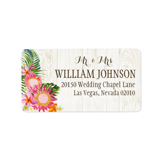 Luau Hawaiian Rustic Beach Wedding Label Adressaufkleber (Vorne)