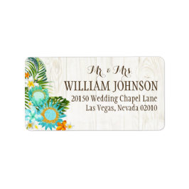 Luau Hawaiian Rustic Beach Wedding Label Adressaufkleber