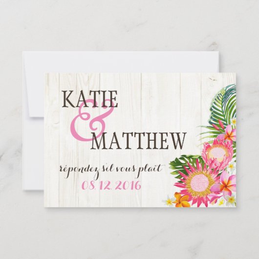 Luau Hawaiian Wedding Beach Rustic Beach RSVP Card (Rückseite)