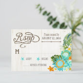 Luau Hawaiian Wedding Beach Rustic Beach RSVP Card (Stehend Vorderseite)