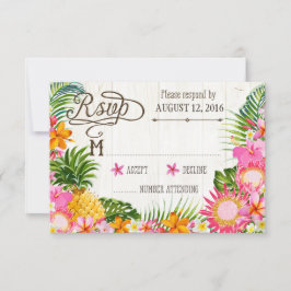 Luau Hawaiian Wedding Beach Rustic Beach RSVP Card