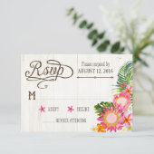 Luau Hawaiian Wedding Beach Rustic Beach RSVP Card Karte (Stehend Vorderseite)