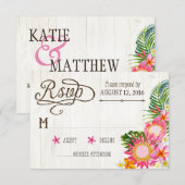 Luau Hawaiian Wedding Beach Rustic Beach RSVP Card Karte (Vorne/Hinten)