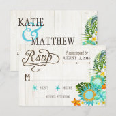 Luau Hawaiian Wedding Beach Rustic Beach RSVP Card Karte (Vorne/Hinten)
