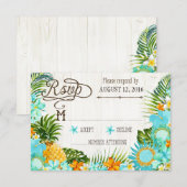 Luau Hawaiian Wedding Beach Rustic Beach RSVP Card Karte (Vorne/Hinten)