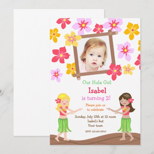 Luau hawaiische einladung (Vorne/Hinten)