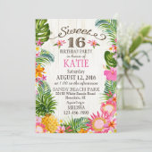 Luau hawaiischer Strand-16. Geburtstag-Geburtstag Einladung (Stehend Vorderseite)
