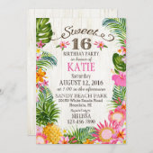 Luau hawaiischer Strand-16. Geburtstag-Geburtstag Einladung (Vorne/Hinten)