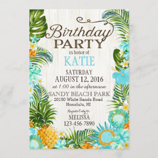 Luau Hawiian Beach Rustikale Geburtstagsparty Einladung