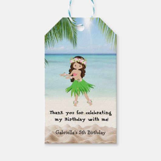 Luau Hula Girl Geburtstagsgeschenk-Tag Geschenkanhänger (Vorderseite)