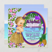 Luau Hula Girl Hwaiian Tropical Baby Shower Einladung (Vorne/Hinten)