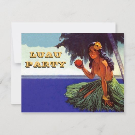 LUAU HULA TANCE PARTY EINLADUNG ~EZ ZU ZURÜCK! (Vorderseite)