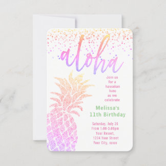 Luau Imitate Glitzer Ananas Geburtstagsparty Einladung