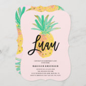 Luau in rosa Party Einladung (Vorne/Hinten)