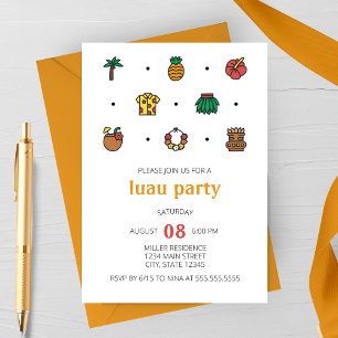 Luau Line Icons Party Einladung