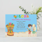 Luau mit Kindern und Tiki zum Geburtstag Einladung (Stehend Vorderseite)
