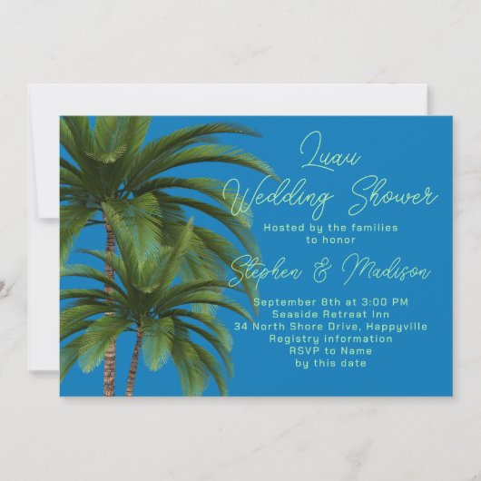 Luau Palm Trees Wedding Brautparty Einladung (Vorderseite)