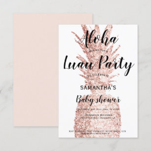 Luau Party Aloha Baby Dusche Glitzer Ananas Einladung