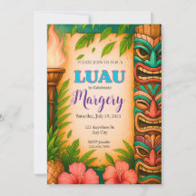 Luau Party Einladung, Editable Tropical Tiki Invi