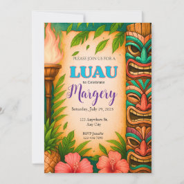Luau Party Einladung, Editable Tropical Tiki Invi Einladung