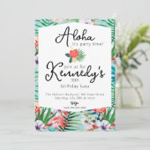 Luau Party Einladung | Flamingos & Palms (Stehend Vorderseite)