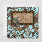 Luau Party Einladung Hibiskus Blue Brown (Rückseite)
