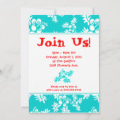 Luau Party Einladung Hibiskus Blume Blaues Weiß (Rückseite)