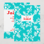 Luau Party Einladung Hibiskus Blume Blaues Weiß (Vorne/Hinten)