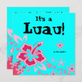 Luau Party Einladung Hibiskus Blume Rosa Blau (Vorne/Hinten)