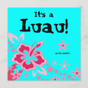 Luau-Party-Einladung Hibiskus-Blume Rosa Blau Einladung