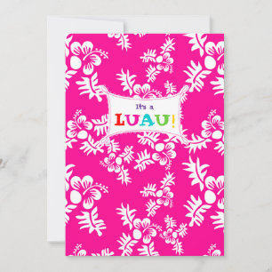 Luau Party Einladung Hibiskus Blume Rosa Weiß