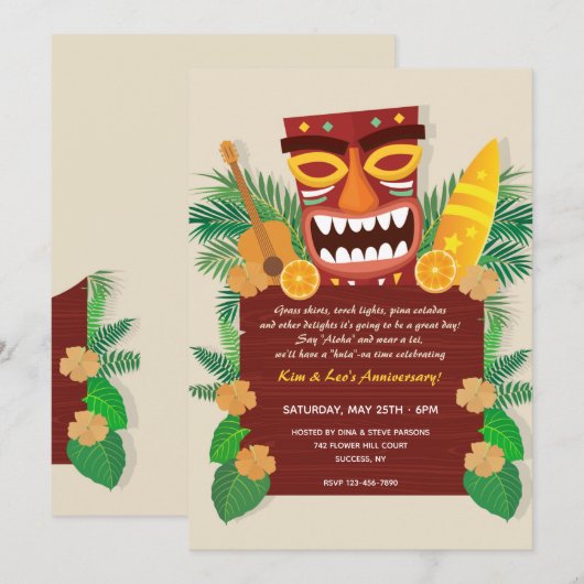 Luau Party Einladungen (Vorne/Hinten)