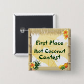 Luau Party First Place Hot Coconut Award Button (Vorne & Hinten)