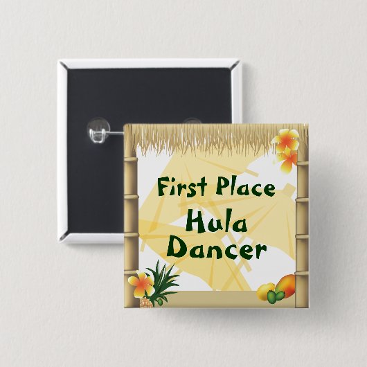 Luau Party First Place Hula Dancer Button (Vorne & Hinten)