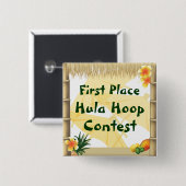 Luau Party First Place Hula Hoop Award Button (Vorne & Hinten)