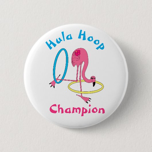 Luau Party Flamingo Hula Hoop Champion 3" Button (Vorderseite)