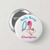 Luau Party Flamingo Hula Hoop Champion 3" Button (Vorne & Hinten)