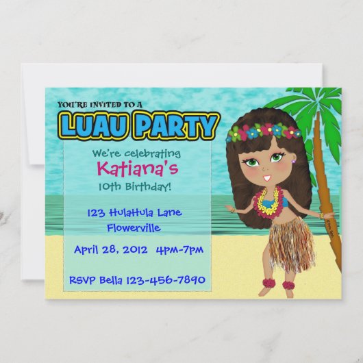 Luau Party-Gewohnheits-Einladung Einladung (Vorderseite)