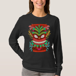 Luau Party Hawaiian Tiki Maske Tropisch Polynesisc T-Shirt