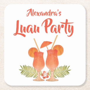 Luau Party, Luau, tropische Getränke, MAI Tais Rechteckiger Pappuntersetzer