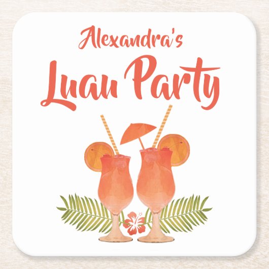 Luau Party, Luau, tropische Getränke, MAI Tais Rechteckiger Pappuntersetzer (Vorderseite)