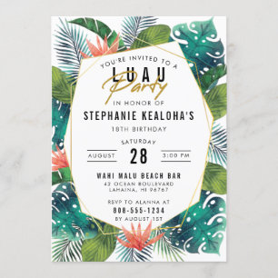 Luau Party Modern Gold Tropical Hawaiian Geburtsta Einladung