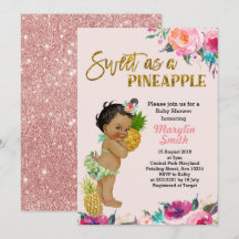 Luau Party Rose Ananas Babyduschkarte